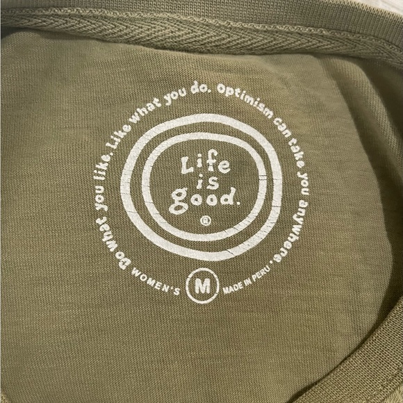 Life is Good dog snow tshirt long sleeve size M green - Picture 4 of 5